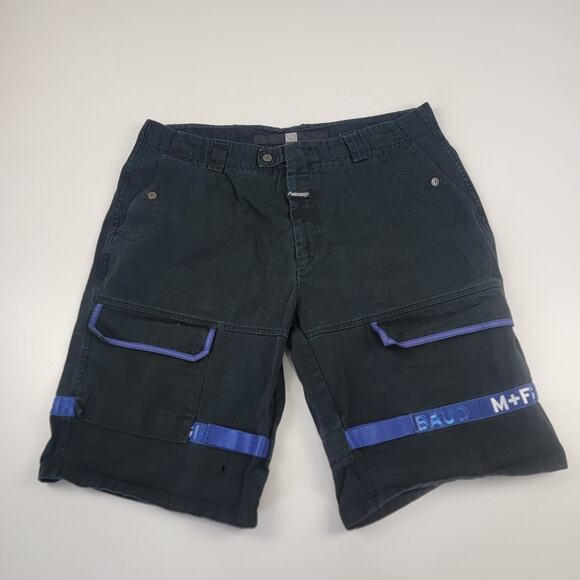 Vintage Y2K Marithe Francois Girbaud Strap Jorts Distressed Shorts Black 40 - Picture 1 of 12